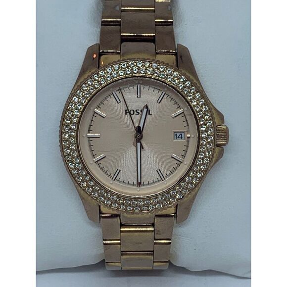 Fossil AM4454 Women's Stainless Steel Analog R0se Dial Quartz Wrist Watch E350 - Picture 1 of 11